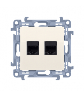 Gniazdo komputerowe RJ45 kategoria 5e + telefoniczne RJ12, kremowy Simon 10 C5T12.01/41