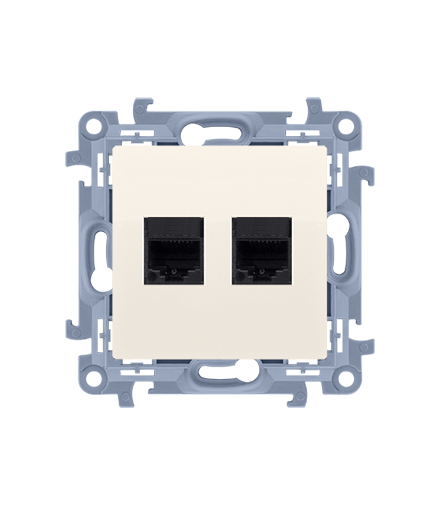 Gniazdo komputerowe RJ45 kategoria 5e + telefoniczne RJ12, kremowy Simon 10 C5T12.01/41