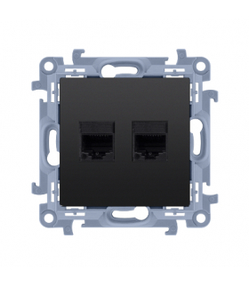 Gniazdo komputerowe RJ45 kategoria 5e + telefoniczne RJ12, czarny mat Simon 10 C5T12.01/49