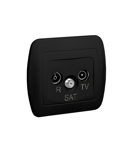 Gniazdo antenowe R-TV-SAT końcowe/zakończeniowe, tłum.: 1dB, czarny mat Simon Akord AAS/49