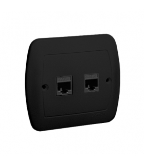 Gniazdo komputerowe podwójne RJ45 kategoria 5e, czarny mat Simon Akord AF52/49