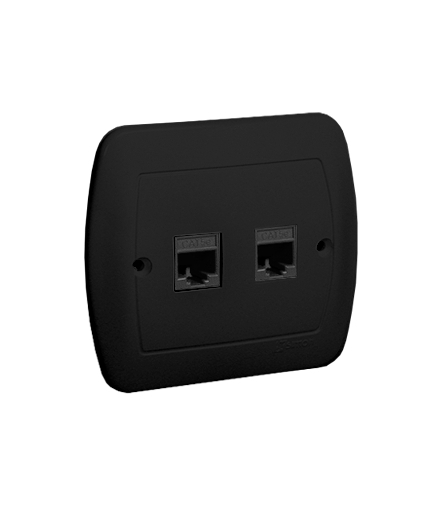 Gniazdo komputerowe podwójne RJ45 kategoria 5e, czarny mat Simon Akord AF52/49