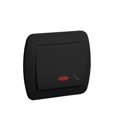 Łącznik schodowy z podświetleniem, zaciski śrubowe, 10AX, czarny mat Simon Akord AW6L/49