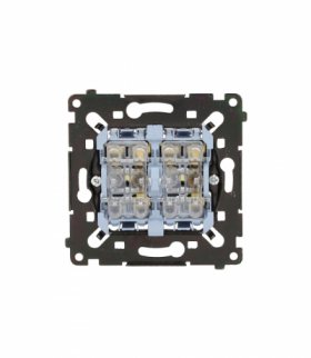 Łącznik schodowy podwójny z podświetleniem, (mechanizm), 10AX, czarny Simon 55 SW6/2L2MR