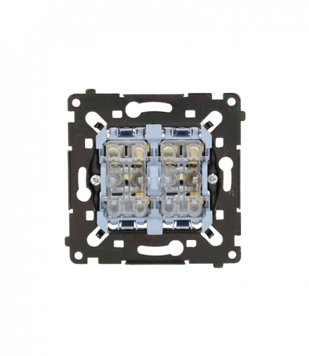 Łącznik schodowy podwójny z podświetleniem, (mechanizm), 10AX, czarny Simon 55 SW6/2L2MR