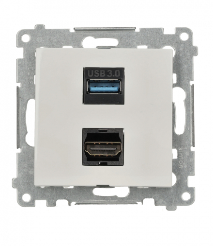 Gniazdo HDMI 1.4 + USB 3.0, biały, Standard HDMI: HDMI 1.4 Simon 54 DGHDUSB3.01/11