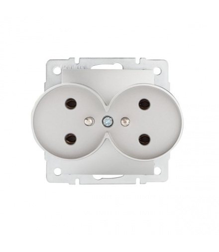 DOMO 01-1253-143 srebrny Gniazdo zasilające francuskie, podwójne z uziemieniem Kanlux 24855