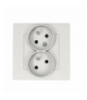 Gniazdo wtyczkowe podwójne z uziemieniem z funkcją niezmienności faz, skośne z przesłonami torów prądowych, kompletny produkt, 16A, aluminium mat Simon 55 TGZ2TSZ/143