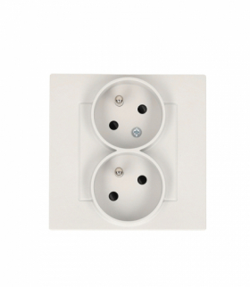 Gniazdo wtyczkowe podwójne z uziemieniem z funkcją niezmienności faz, skośne z przesłonami torów prądowych, kompletny produkt, 16A, jasnoszary mat Simon 55 TGZ2TSZ/114