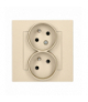 Gniazdo wtyczkowe podwójne z uziemieniem z funkcją niezmienności faz, skośne, kompletny produkt, 16A, szampański mat Simon 55 TGZ2TS/144