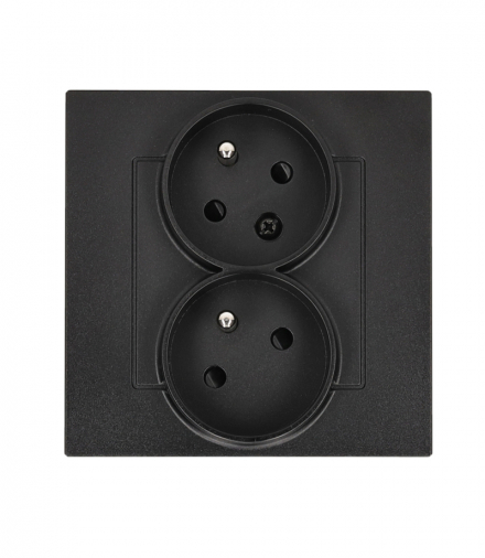 Gniazdo wtyczkowe podwójne z uziemieniem z funkcją niezmienności faz, skośne, kompletny produkt, 16A, czarny mat Simon 55 TGZ2TS/149
