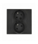 Gniazdo wtyczkowe podwójne z uziemieniem z funkcją niezmienności faz, skośne, kompletny produkt, 16A, czarny mat Simon 55 TGZ2TS/149