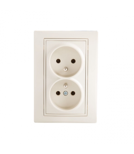 DOMO 01-1261-103 kremowy Gniazdo zasilające podwójne francuskie, kompletne Kanlux 24798