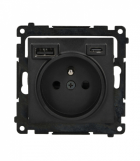 Gniazdo z ładowarką USB, C+A, (moduł), 2,1A, 16A, czarny mat Simon 55 TGZ1ZUSB2CA.01/149