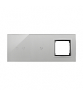 Panel dotykowy 3 moduły, Moduł 1: 2 pola dotykowe poziome, Moduł 2: 1 pole dotykowe, Moduł 3: otwór na osprzęt Simon 54, srebrna mgła Simon 54 Touch DSTR3210/71