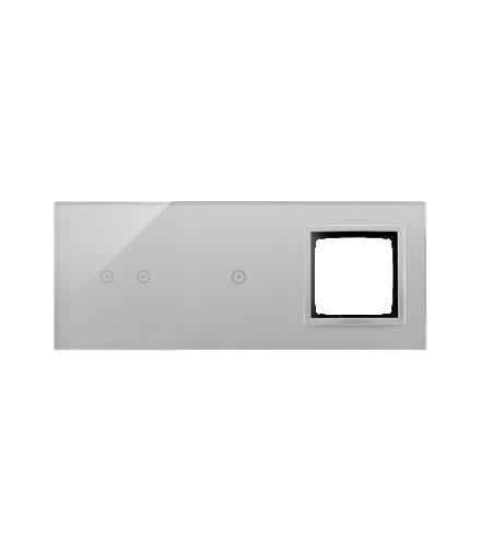 Panel dotykowy 3 moduły, Moduł 1: 2 pola dotykowe poziome, Moduł 2: 1 pole dotykowe, Moduł 3: otwór na osprzęt Simon 54, srebrna mgła Simon 54 Touch DSTR3210/71