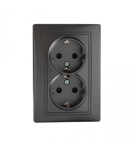 DOMO 01-1270-141 grafit Gniazdo zasilające podwójne Schuko, kompletne Kanlux 24917
