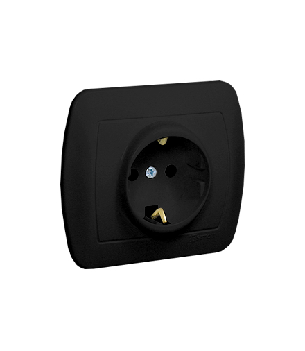 Gniazdo wtyczkowe podwójne z uziemieniem typu Schuko z przesłonami torów prądowych, czarny mat, 16A Simon Akord AGSZ1E/49