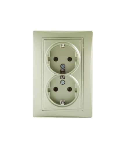 DOMO 01-1270-150 szampański Gniazdo zasilające podwójne Schuko, kompletne Kanlux 25035