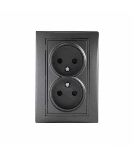 DOMO 01-1280-141 grafit Gniazdo zasilające podwójne bez uziemienia, kompletne Kanlux 24918