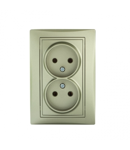 DOMO 01-1280-150 szampański Gniazdo zasilające podwójne bez uziemienia, kompletne Kanlux 25036