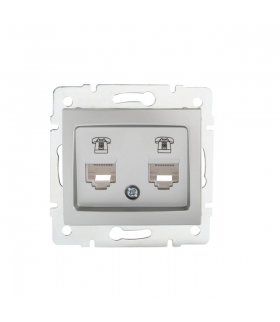 DOMO 01-1380-043 srebrny Gniazdo telefoniczne podwójne niezależne (2xRJ11) Kanlux 24870