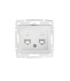 DOMO 01-1410-002 biały Gniazdo komputerowe podwójne niezależne, (2x RJ45Cat 5e Jack) Kanlux 24755