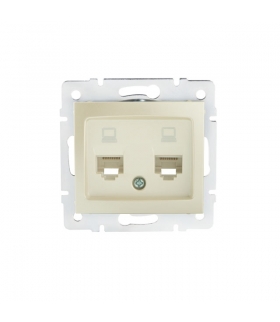 DOMO 01-1410-030 perłowy biały Gniazdo komputerowe podwójne niezależne, (2x RJ45Cat 5e Jack) Kanlux 24991