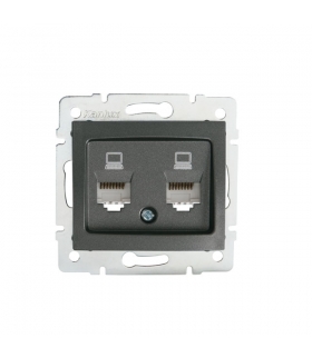 DOMO 01-1410-041 grafit Gniazdo komputerowe podwójne niezależne, (2x RJ45Cat 5e Jack) Kanlux 24932