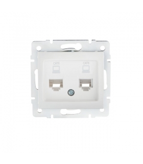 DOMO 01-1420-002 biały Gniazdo komputerowe podwójne niezależne, (2x RJ45Cat 6 Jack) Kanlux 24756