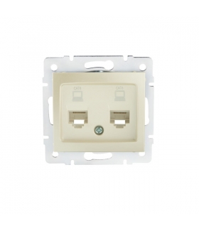 DOMO 01-1420-030 perłowy biały Gniazdo komputerowe podwójne niezależne, (2x RJ45Cat 6 Jack) Kanlux 24992