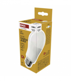 Żarówka LED Basic A60 E27 15,3W (100 W) 1521 lm Neutralna biel EMOS ZL5F68
