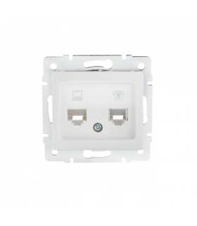 DOMO 01-1430-002 biały Gniazdo komputerowe podwójne niezależne, (2x RJ45Cat 6 Jack) Kanlux 24757