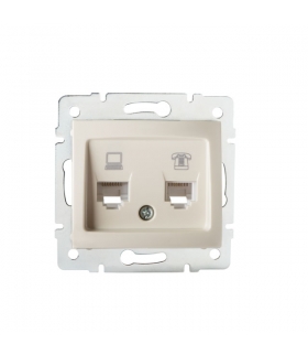 DOMO 01-1430-003 kremowy Gniazdo komputerowe podwójne niezależne, (2x RJ45Cat 6 Jack) Kanlux 24816