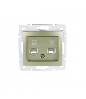 DOMO 01-1430-050 szampański Gniazdo komputerowe podwójne niezależne, (2x RJ45Cat 6 Jack) Kanlux 25052