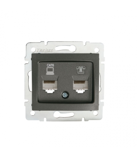 DOMO 01-1440-041 grafit Gniazdo komputerowo-telefoniczne, (RJ45 Cat 6+RJ11) Kanlux 24935