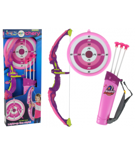 Zestaw Strzelecki Łuk Sportowy Tarcza Strzały Przyssawki Różowy LEAN TOYS 9285