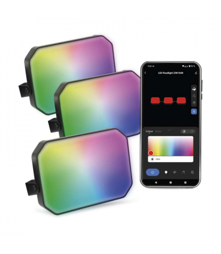 GoSmart Naświetlacze LED RGB IC + CCT, IP65, zestaw startowy 3 szt., WiFi EMOS ZIW184R