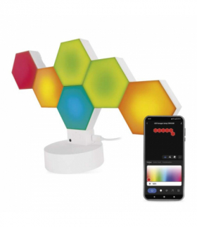 GoSmart Lampa stołowa LED RGB IC Hexagon biała, 6 części, ściemnialna, WiFi EMOS ZIW426R