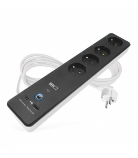 Przedłużacz GoSmart 2 m 4 gniazda z wyłącznikiem z USB biało-czarny PVC 1,5mm2 EMOS P1412SM