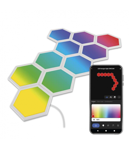 GoSmart Oprawa LED RGB IC Hexagon, 10 części, 19 W, ściemnialna, WiFi EMOS ZIW22AR