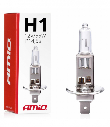 Żarówka halogenowa H1 12V 55W filtr UV (E8) AMiO 01484