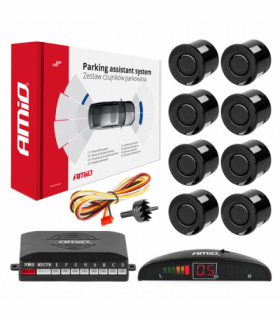 Zestaw czujników parkowania cofania LED 8 sensorów czarne AMiO 01560
