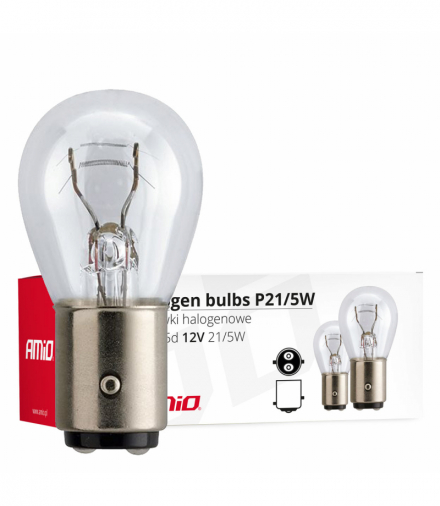 Żarówki halogenowe P21/5W BAY15D 12V 21W/5W 10 szt. (E8) AMiO 01488