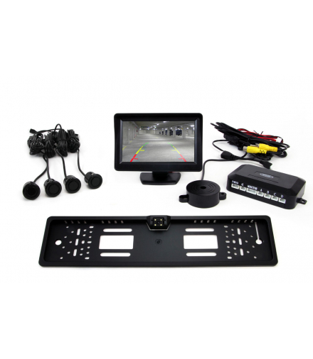 Zestaw czujników TFT01 4,3" z kamerą CAM-402 LED 4 sensory czarne "GOLD" AMiO 01553