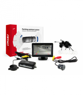 Zestaw czujników parkowania TFT01 4,3" z kamerą HD-308-LED 4 sensory białe AMiO 01557