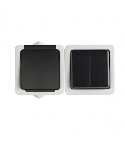 TEKNO 05-3520-143 czarny Łącznik świecznikowy + Gniazdo zasilające francuskie z ochroną styków Kanlux 25359