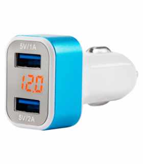 Ładowarka samochodowa 2x USB + woltomierz TEST-04 AMiO 01028