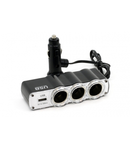 Rozgałęźnik rozgałęziacz zapalniczki SOC4 3+1 USB AMiO 01031