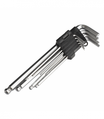 Klucze IMBUS zestaw kluczy imbusowych długie 230 mm 9 szt. AMiO 01721